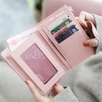 Zipper buckle 2 fold clutch - Pink