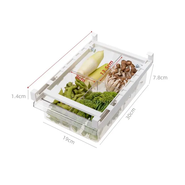Kitchen Organizer Adjustable Kitchen Refrigerator Storage Rack Fridge Freezer Shelf Holder Pull-out Drawer Organiser Space Saver - H