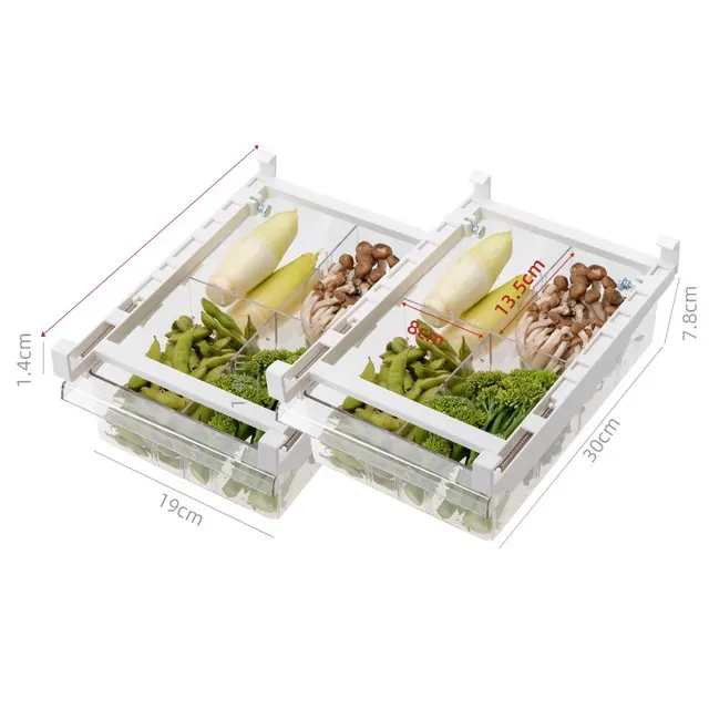 Kitchen Organizer Adjustable Kitchen Refrigerator Storage Rack Fridge Freezer Shelf Holder Pull-out Drawer Organiser Space Saver - J