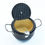 Stainless Steel Telescopic Folding Basket Frying Basket French Fries Degreasing Kitchen Tool - Black Ceramic Inner Coating