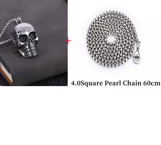 Men's Punk Jewelry Exaggerated Titanium Steel Skull Pendant - 1Style With 60Cm Chain