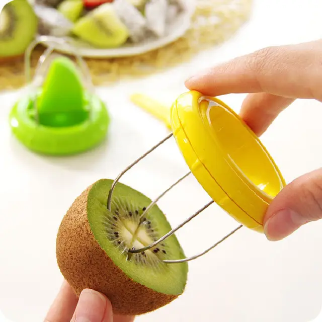 Mini Fruit Kiwi Cutter Peeler Slicer Kitchen Bar Supplies Gadgets Tools For Pitaya Vegetable Fruit Tools Shredders Slicers - Yellow