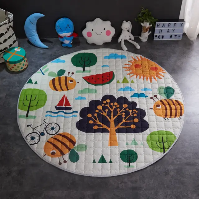 Crawling fabric non-slip reinforced breathable cushion children's play pad climbing pad round integral carpet - Style11