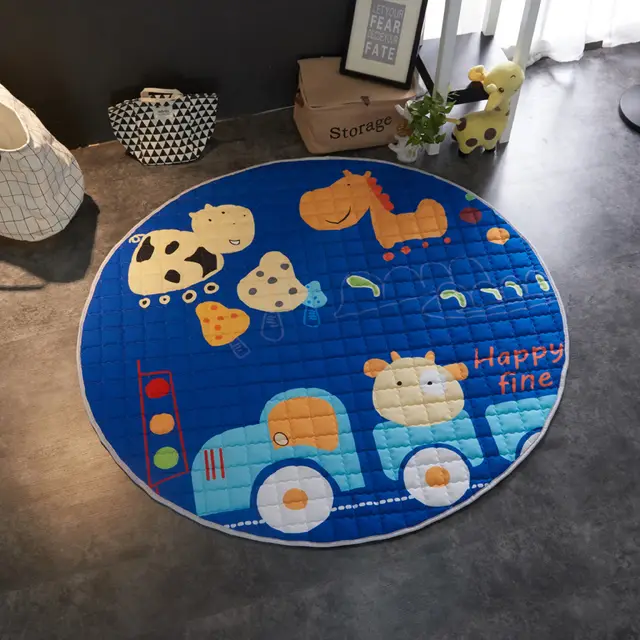 Crawling fabric non-slip reinforced breathable cushion children's play pad climbing pad round integral carpet - Style17