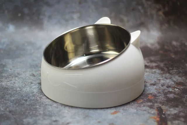 Protective Cervical Cat Bowl Oblique Mouth Pet Bowl White - Shop at LoveMi