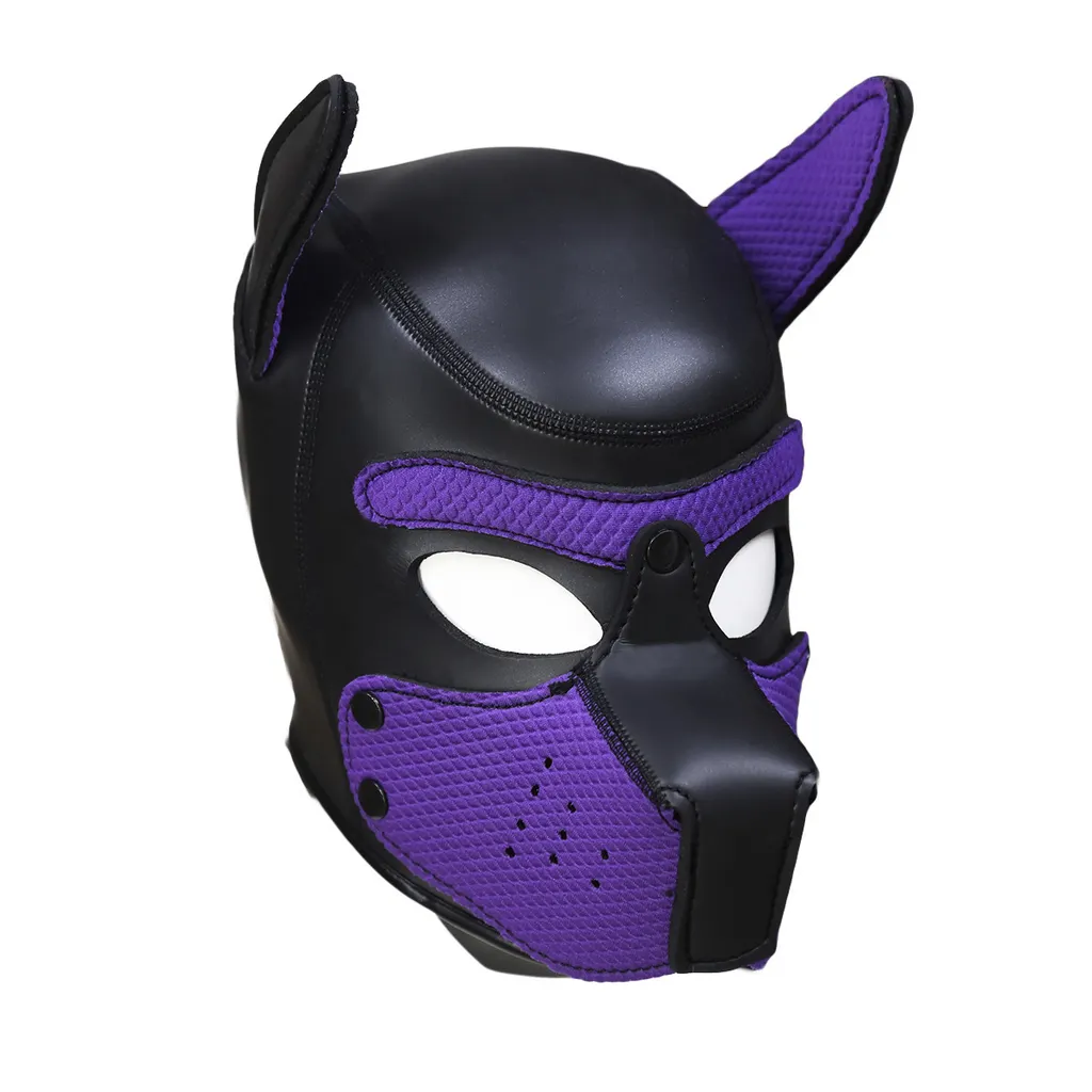 Black rubber sponge training dog headgear stage performance props - Black And Purple
