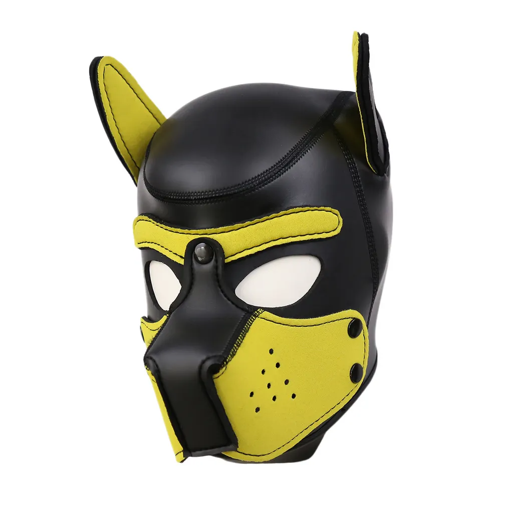 Black rubber sponge training dog headgear stage performance props - Black And Yellow