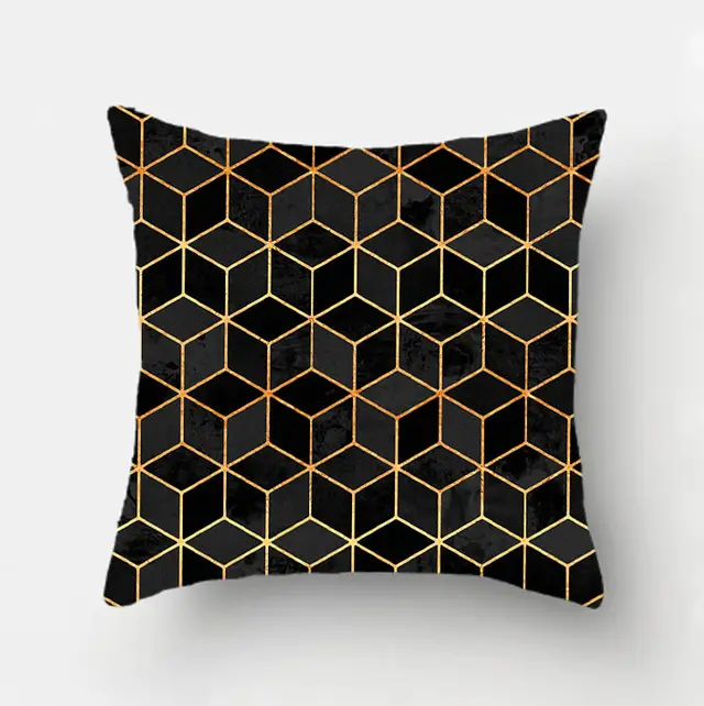 Polyester Digital Printing Geometric Sofa Pillowcase - Black Grid