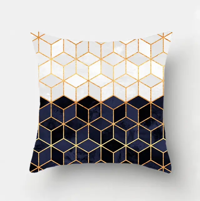 Polyester Digital Printing Geometric Sofa Pillowcase - Plaid Color Matching