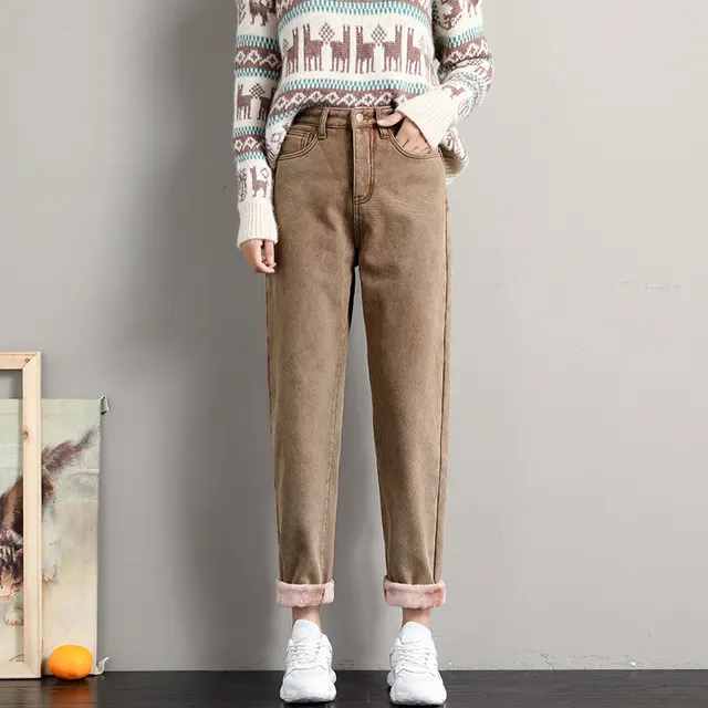 Straight high waist loose jeans - Brown