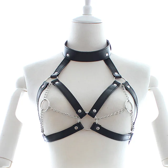 Leather corset chest strap Black - Shop at LoveMi