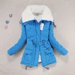 Candy-colored waist-strap cotton coat - Blue