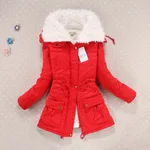 Candy-colored waist-strap cotton coat - Red
