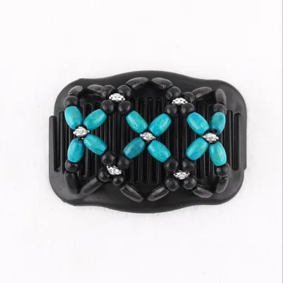 Fashion Magic Beads Elasticity Double Hair Comb Clip Stretchy Women Accessories Blue - Shop at LoveMi