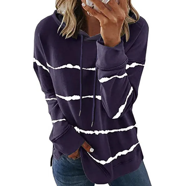 Women's loose hooded sweater - Purple