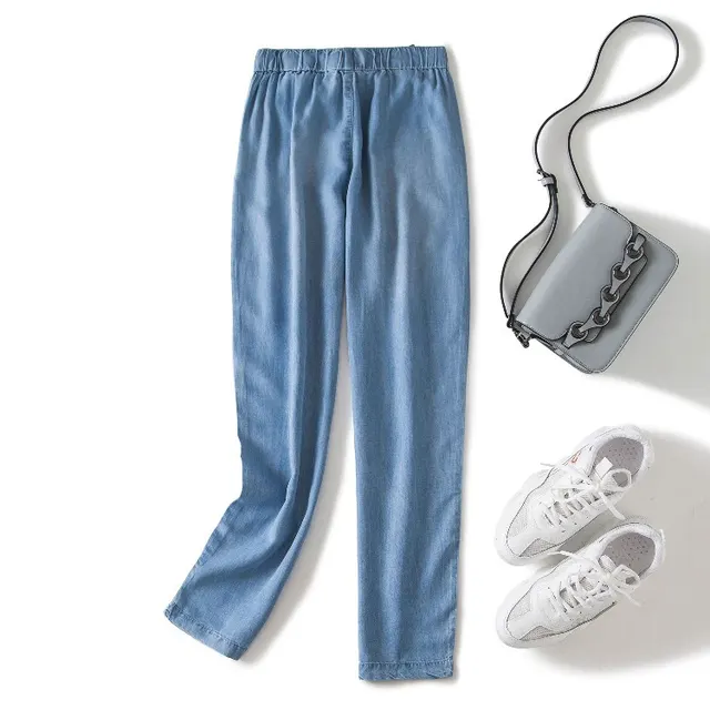Cool denim casual little foot radish Harun pants - Light Blue