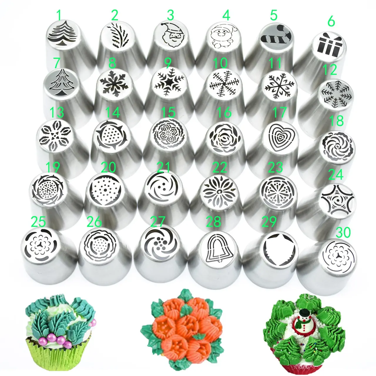 DIY Series Stainless Steel Christmas Decorating Mouth 30 Variety of Cakes Decoration Tools - 16 Style