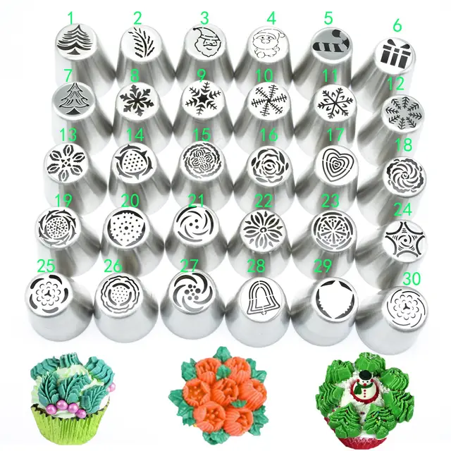DIY Series Stainless Steel Christmas Decorating Mouth 30 Variety of Cakes Decoration Tools 3 Style - Shop at LoveMi