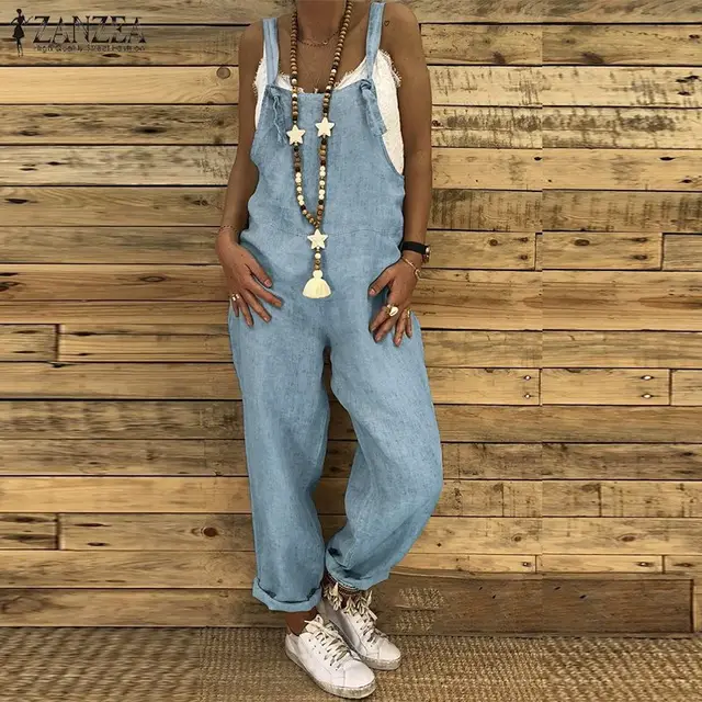 Ladies suspender jumpsuit - Sky Blue