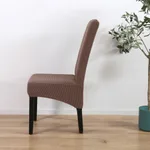 Large slanting knit padded chair cover - Camel