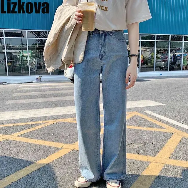 High waist denim wide leg pants - Blue