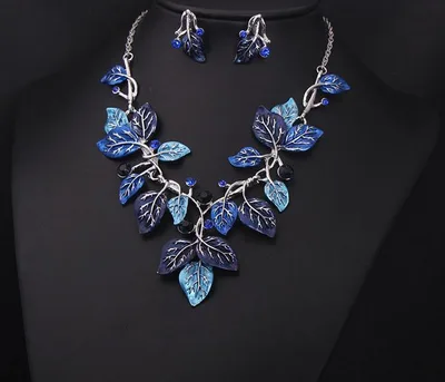 Europe and the United States big jewelry sets, color leaves, short clavicle necklace, bridal dress, female fashion accessories Bule - Shop at LoveMi