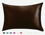 Pillowcase Satin Solid Color Simulation Silk Single Pillowcase Ice Silk Pillowcase - Coffee