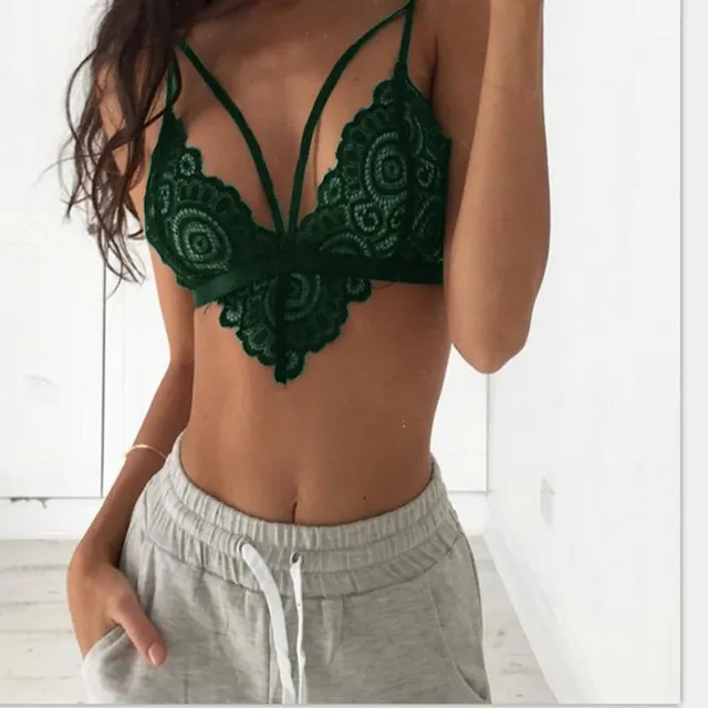 Sexy Three-Point Sling Halter Neck Sexy Bra On Underwear - Green