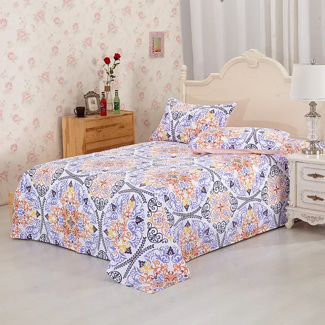 Reactive printed cotton sheets - Purple