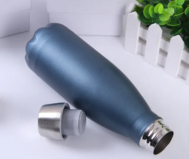 350ml Insulated Vacuum Water Bottle Portable Double Wall Stainless Steel Thermos Cola Bottle Coffee Cup For Travel Outdoor Sport - Blue