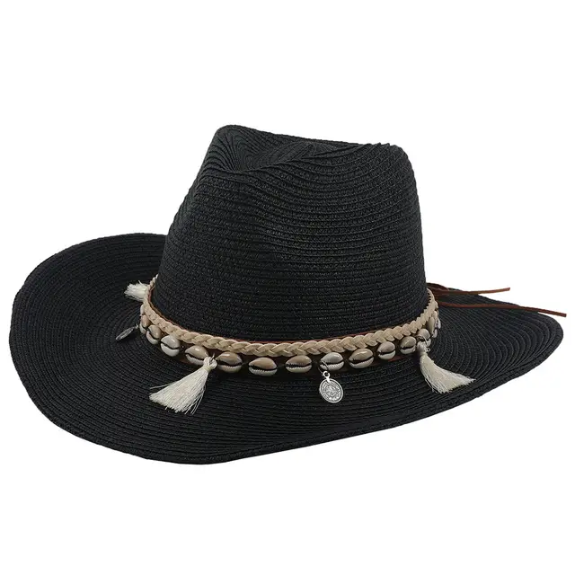 Shell tassel sun hat - Black