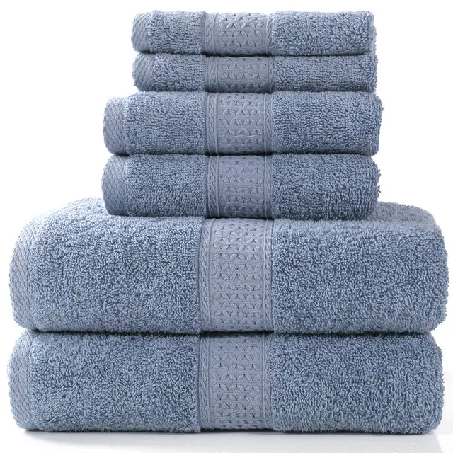 Cotton absorbent towel set of and - Blue Grey