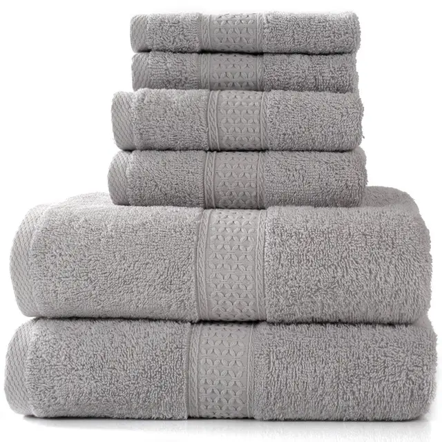 Cotton absorbent towel set of and - Light Grey