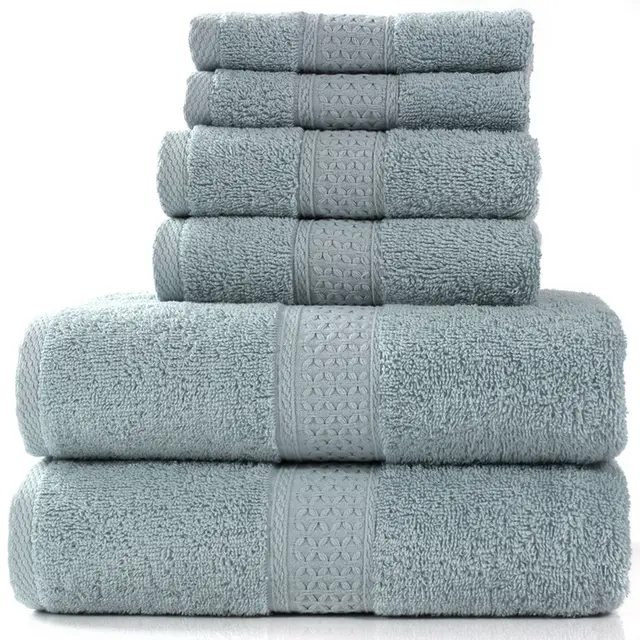 Cotton absorbent towel set of and - Medium Grey