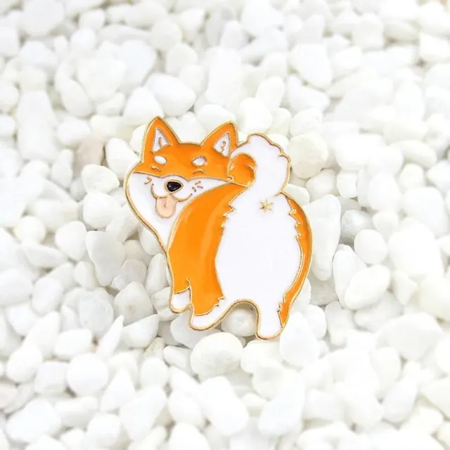 Cartoon Shiba Inu Oil Brooch Badge Ornament - Yellow
