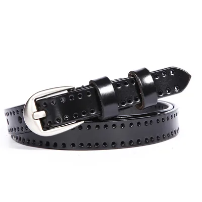 Hollow leather belt Black - Shop at LoveMi
