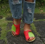 Toe colorblock flat sandals - Gules-38