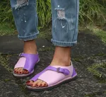 Toe colorblock flat sandals - Violet-40
