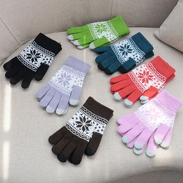 Fashion double snowflake gloves - Random