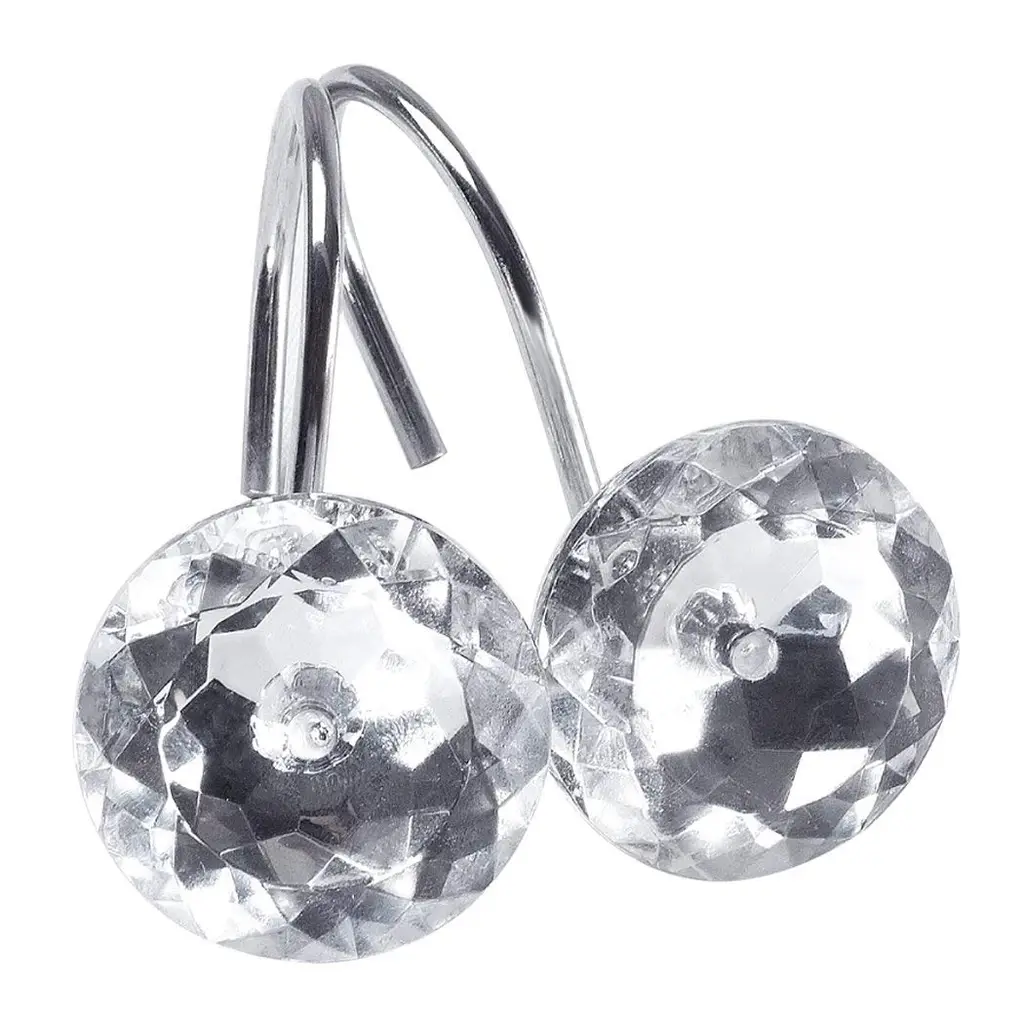 Transparent Rhinestone Shower Curtain Hook Curtain Hook Bathroom Supplies - White