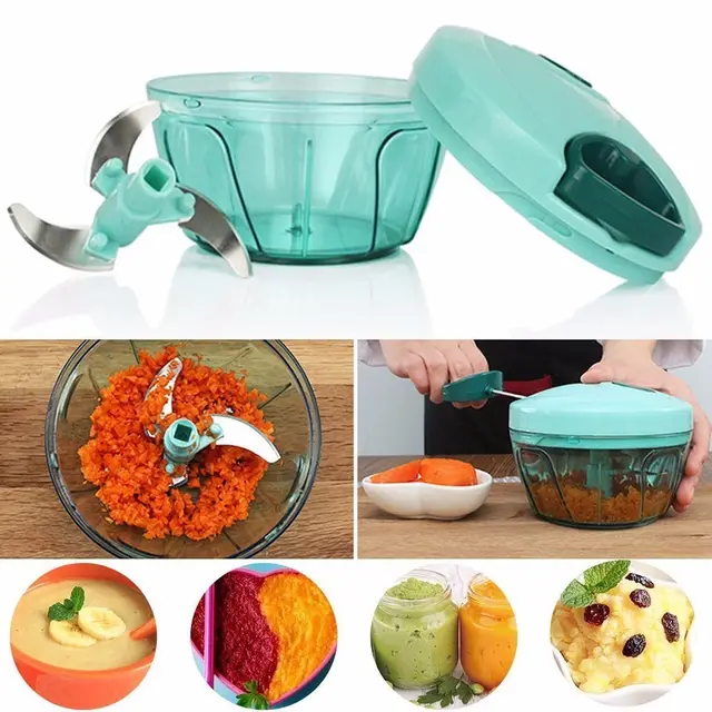 Tenta Kitchen 485ml Manual Food Chopper/Meat Grinder/Vegetable Slicer/Shredder/Grinder Blue - Shop at LoveMi