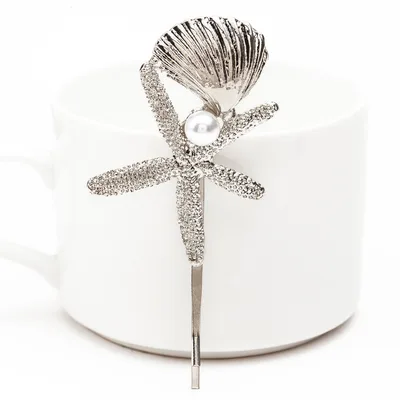 Conch shell starfish hairpin Silver - Shop at LoveMi