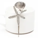 Conch shell starfish hairpin - Silver