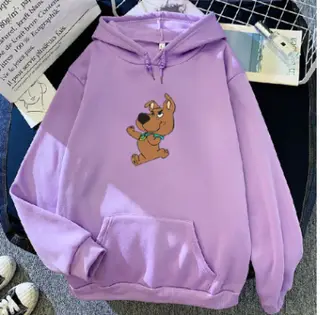 Women's Winter Plush Dog Print Hooded Sweater - Blue