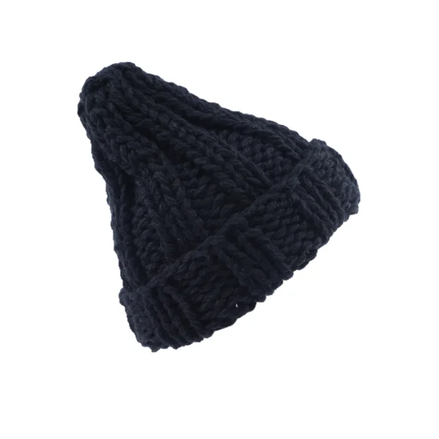 Ladies Knitted Hat Keeps Warm In Winter Solid Color - Black