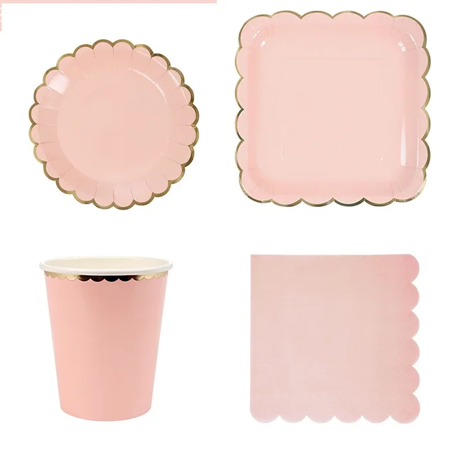 Disposable tableware set birthday party - Pink Set
