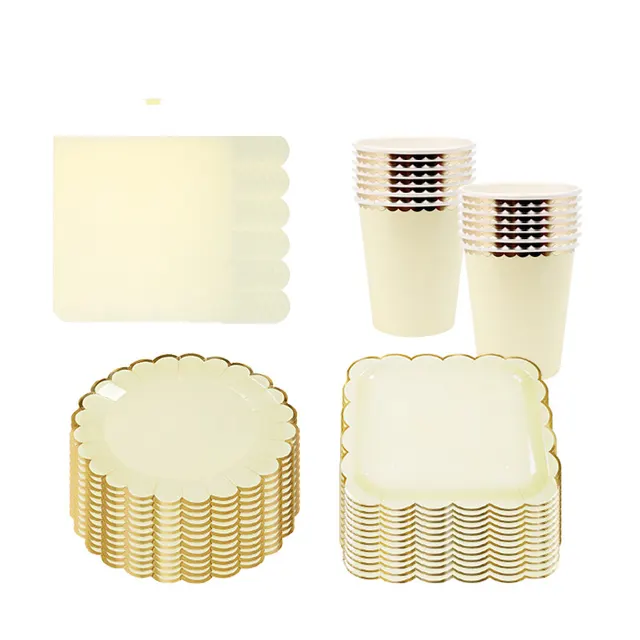 Disposable tableware set birthday party - Yellow