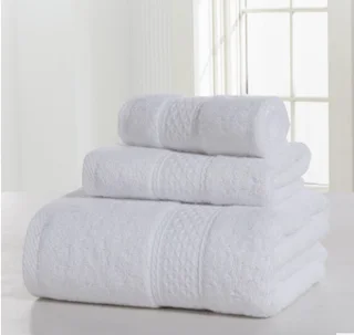Cotton soft double-sided thickening towel skin-friendly bath towel beauty salon bathrobe bath towel set - White