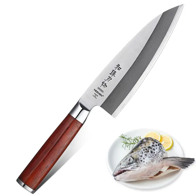 Hezhen 180mm professional fish head knife - D Handle