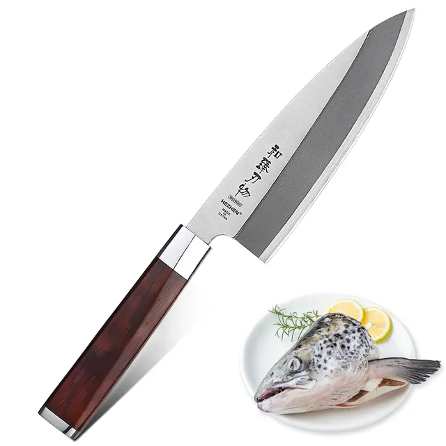 Hezhen 180mm professional fish head knife - Octagonal Handle